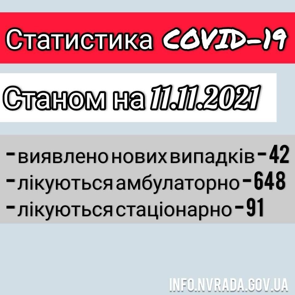 Інформація щодо стану поширення COVID-19 в  Новоград-Волинській міській ТГ станом на 11.11.2021