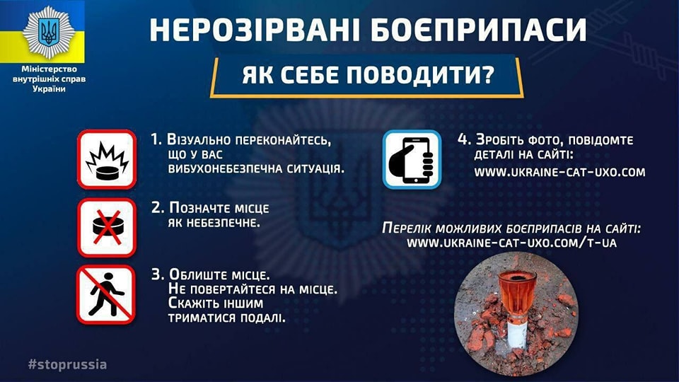 Нерозірвані боєприпаси. Як себе поводити?