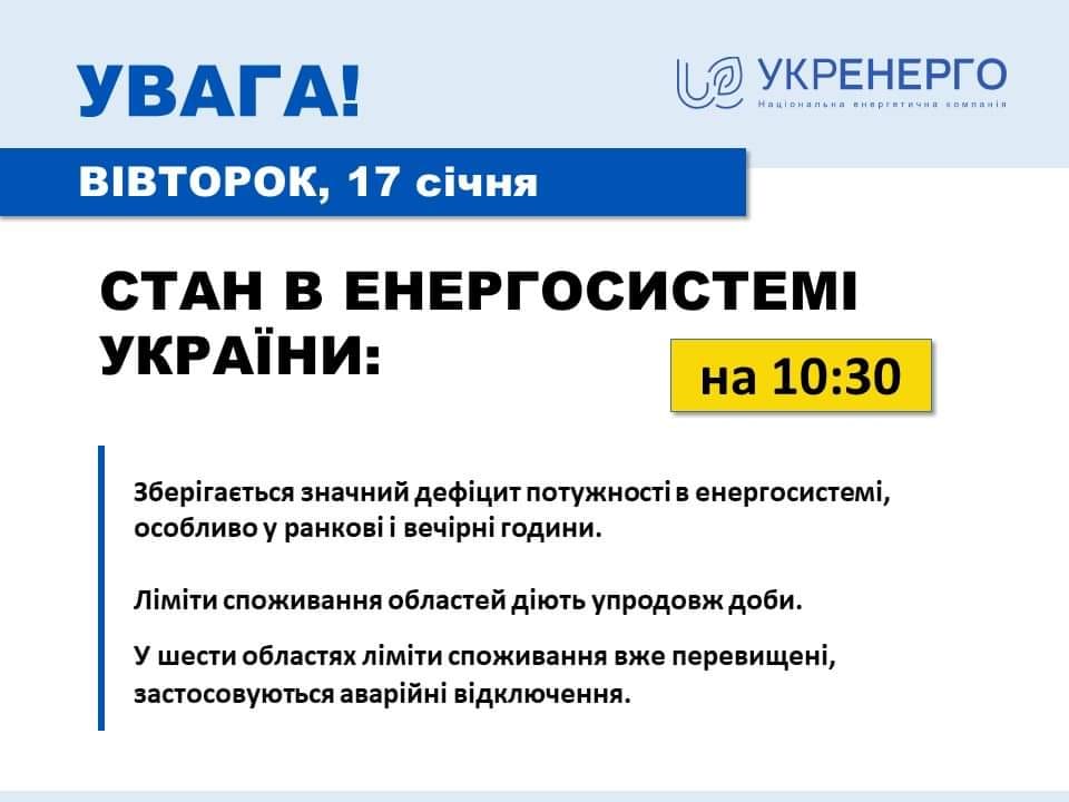 Зберігається значний дефіцит потужності в енергосистемі