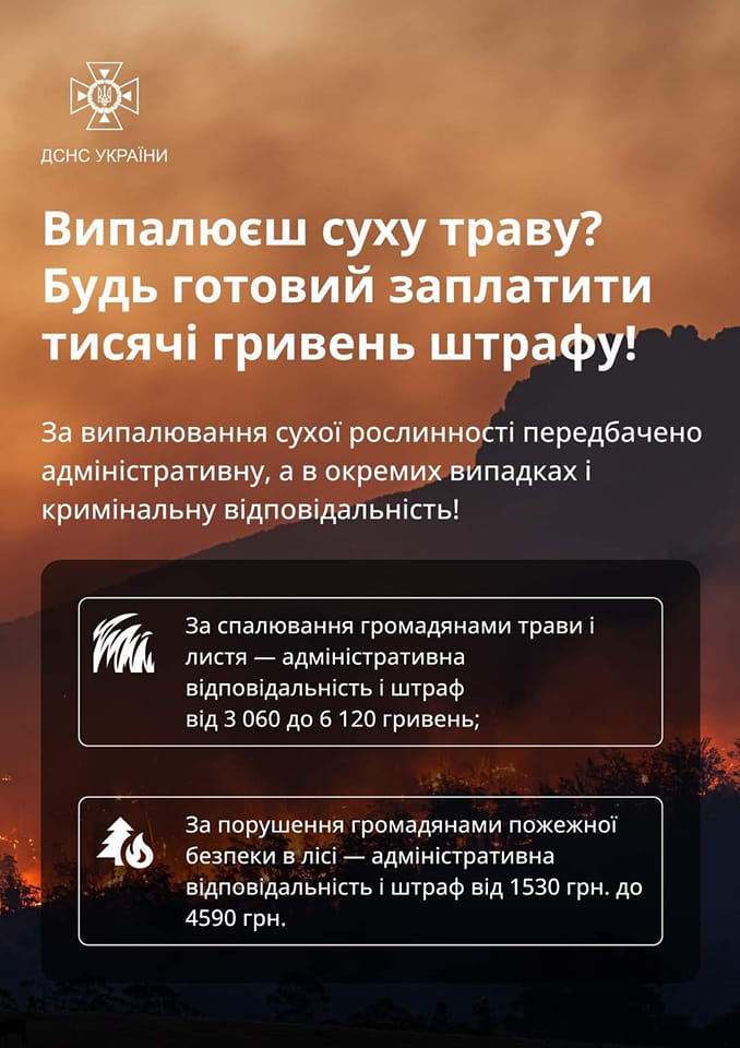 Рятувальники складають адмінпротоколи на паліїв сухої рослинності