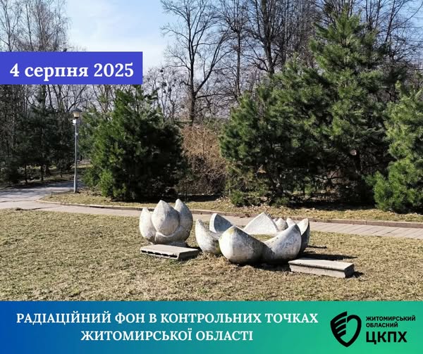 Радіаційний фон у Житомирській області станом на 4 серпня 2025 року – в межах норми