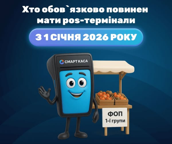 З 1 січня 2026 року ФОПи 1-ї групи та торговці на ринках зобов’язані мати POS-термінал