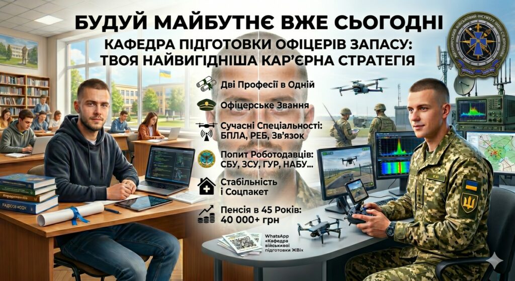 ЖВІ імені С.П. Корольова запрошує на навчання за програмою підготовки офіцерів запасу