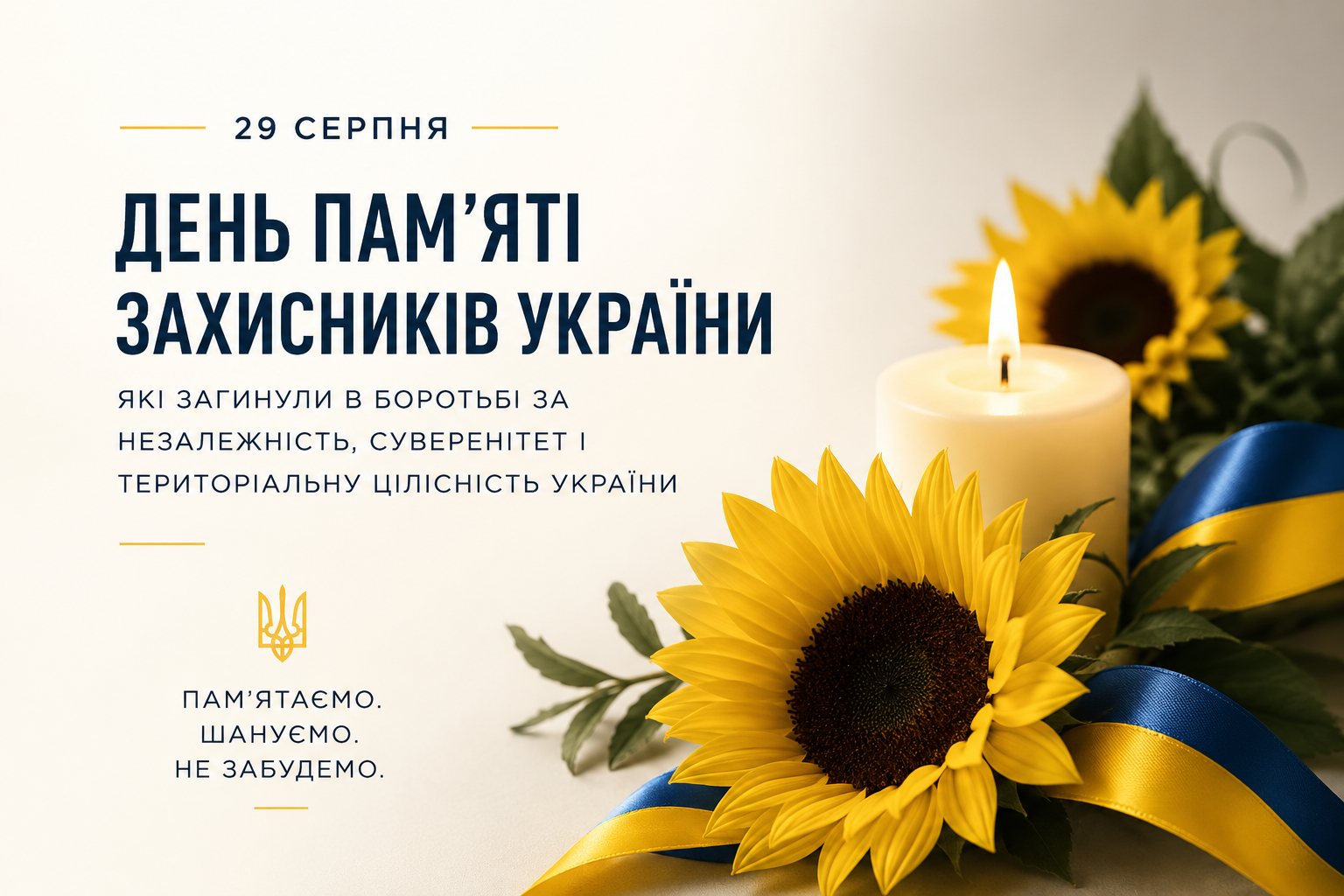 29 серпня — День пам’яті захисників України, які загинули в боротьбі за незалежність, суверенітет і територіальну цілісність України.