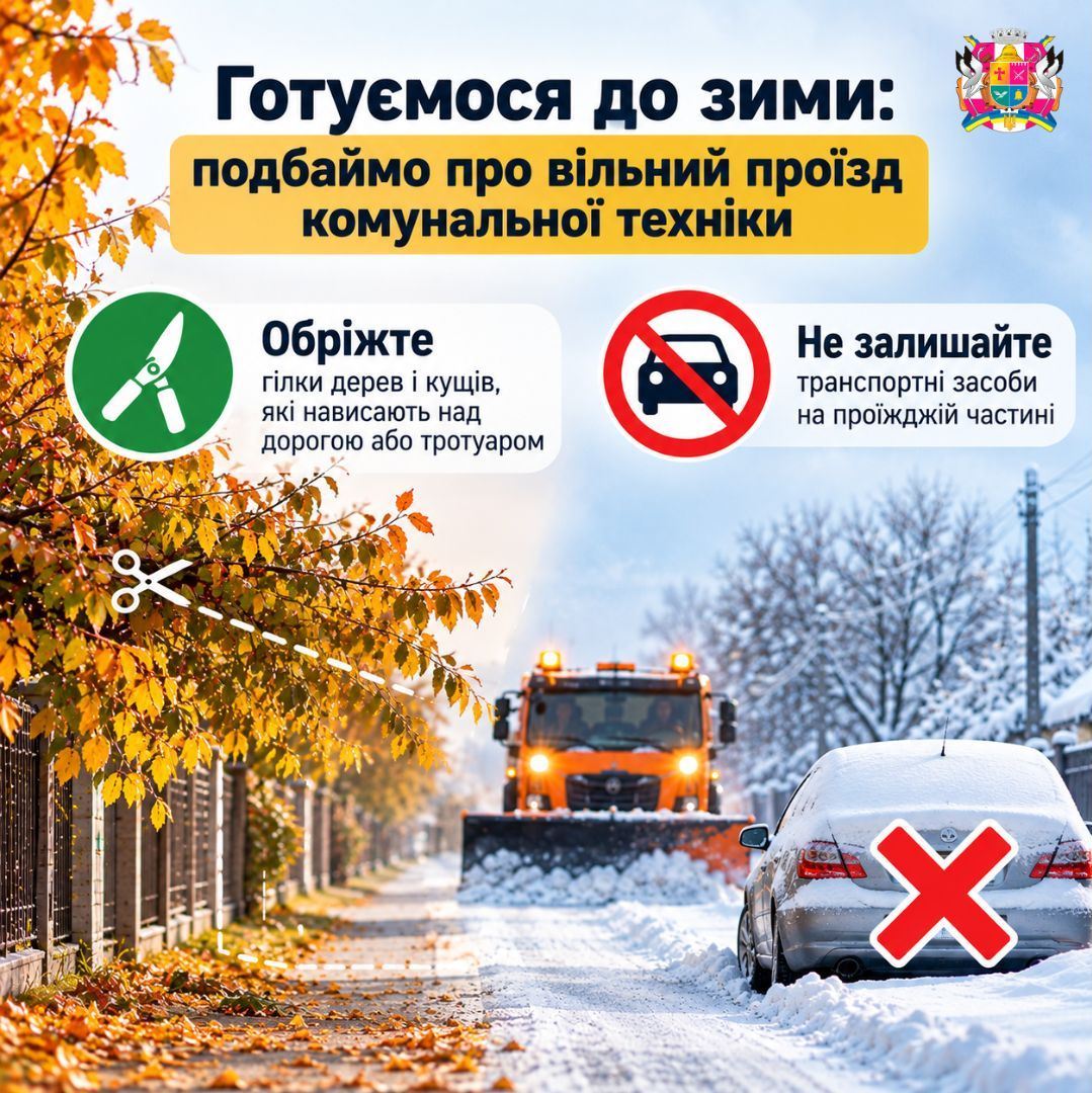 Підготовка вулиць до зими: подбаймо про вільний проїзд снігоприбиральної техніки